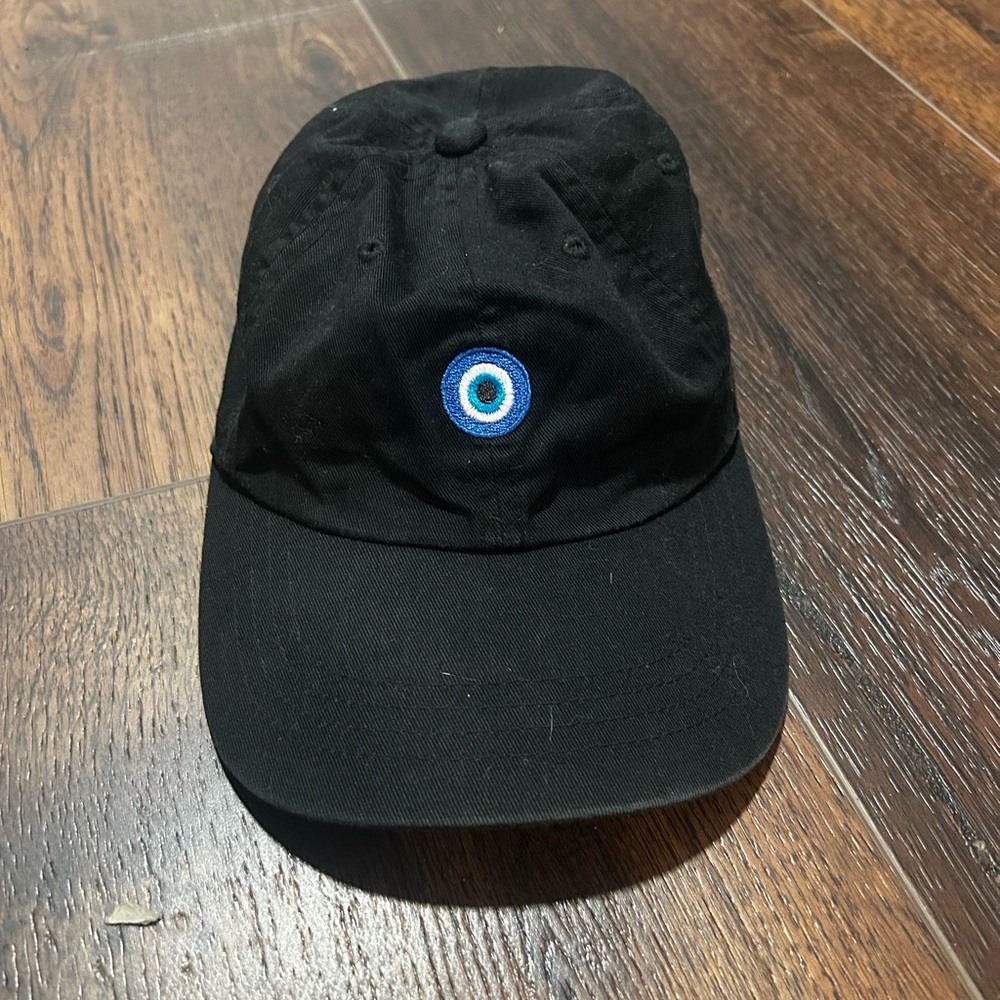 The Classic Black Cap with Blue Embroidery
